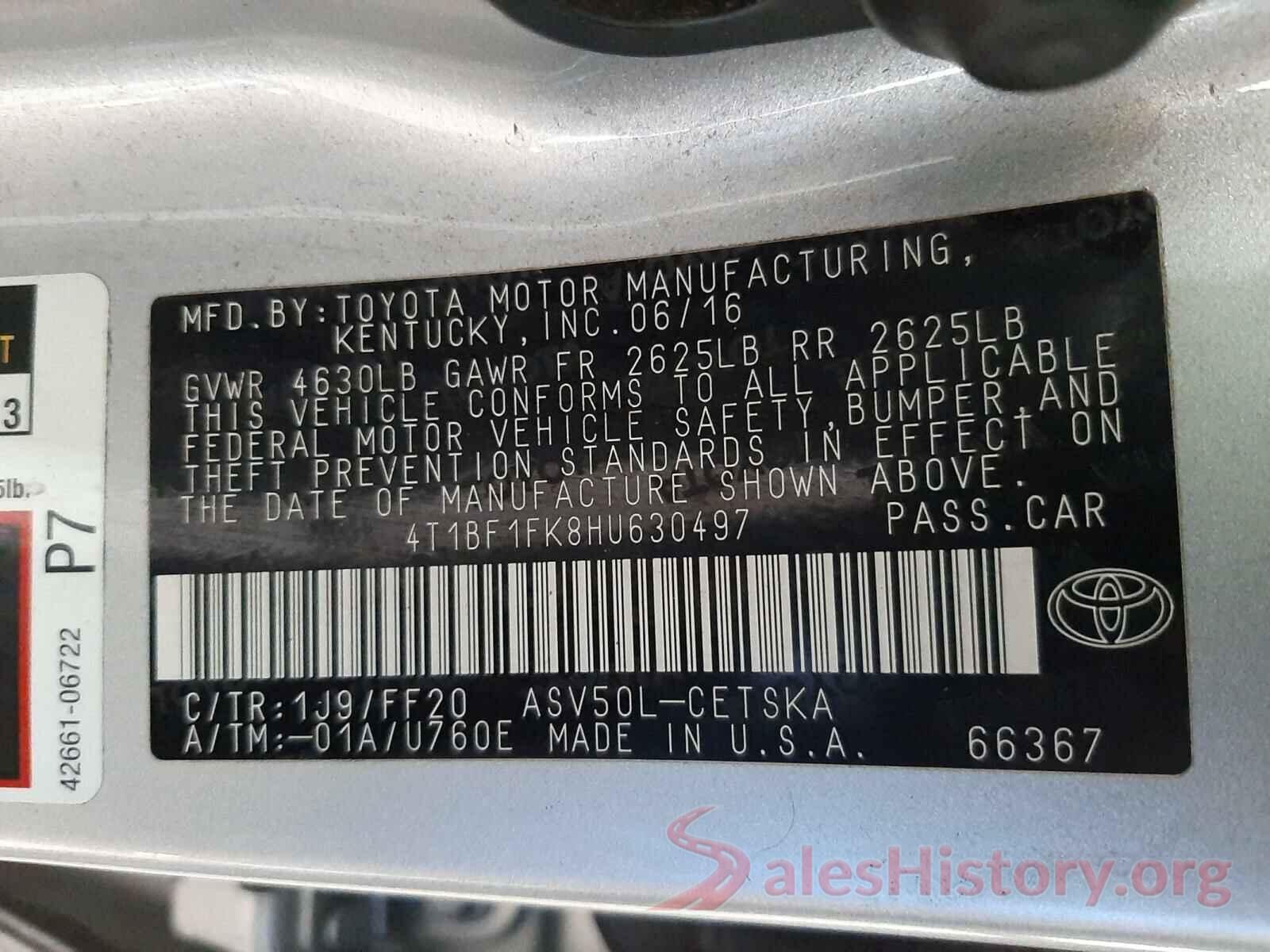 4T1BF1FK8HU630497 2017 TOYOTA CAMRY