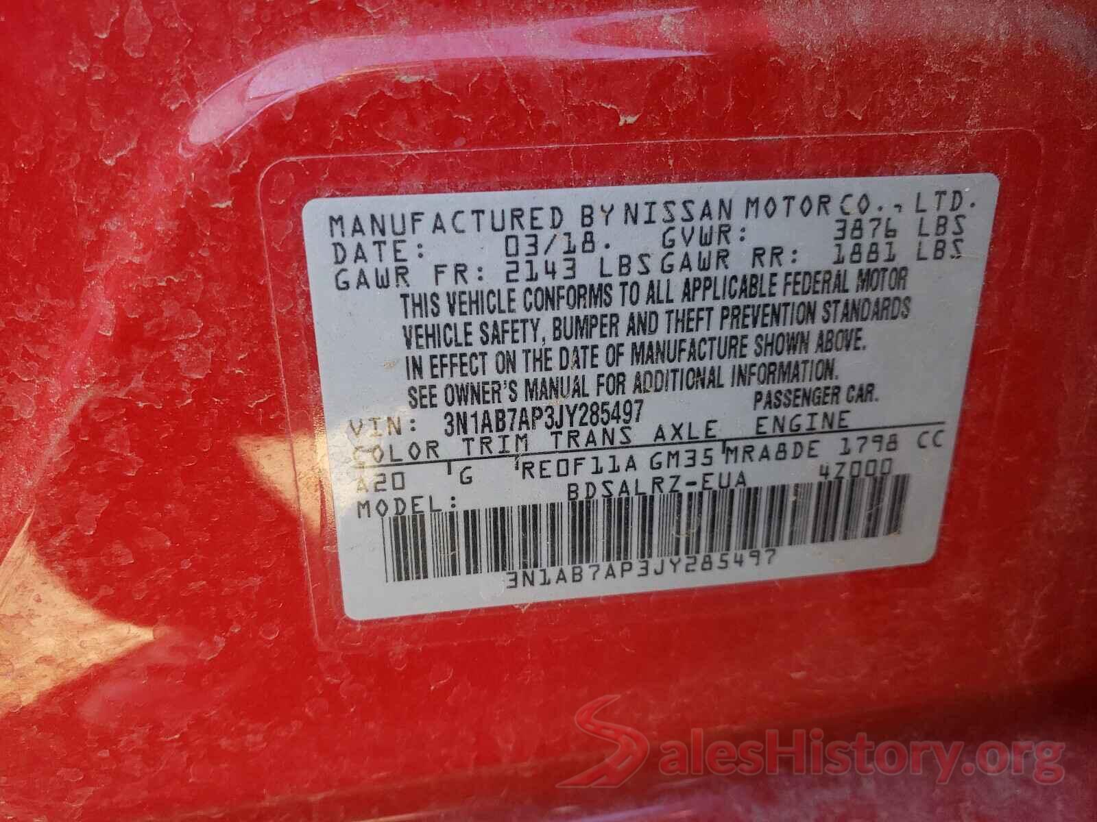 3N1AB7AP3JY285497 2018 NISSAN SENTRA