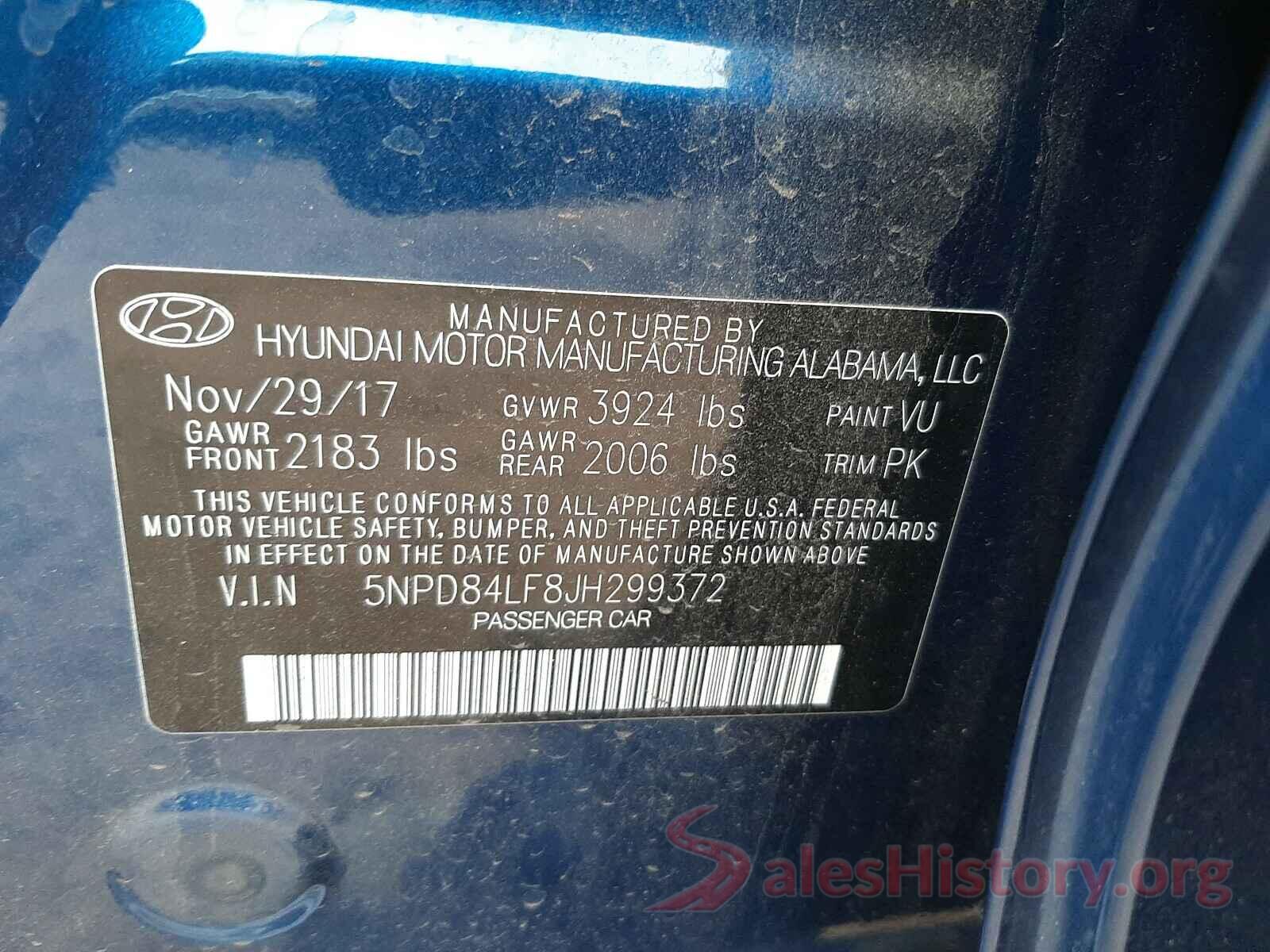 5NPD84LF8JH299372 2018 HYUNDAI ELANTRA