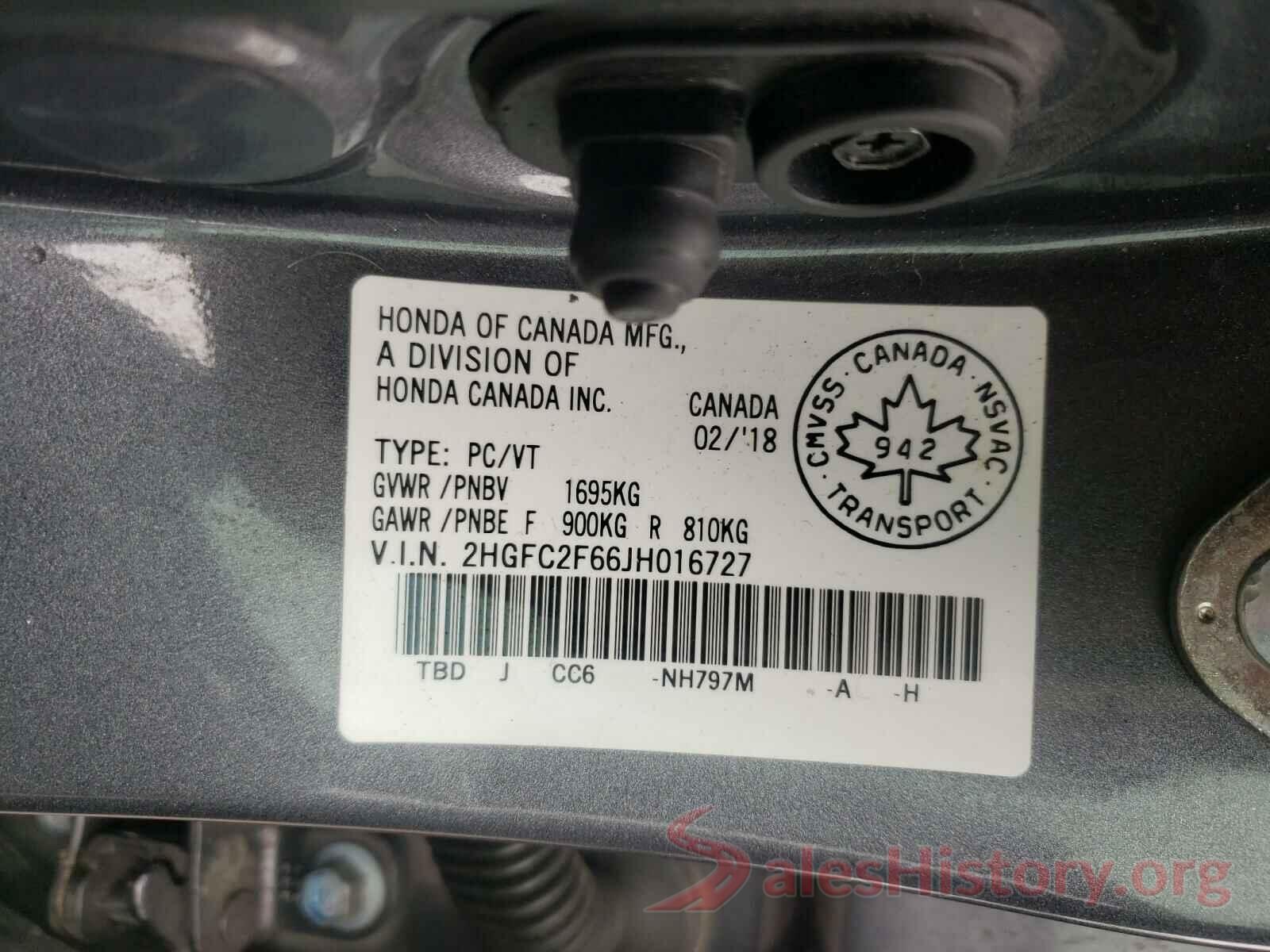 2HGFC2F66JH016727 2018 HONDA CIVIC