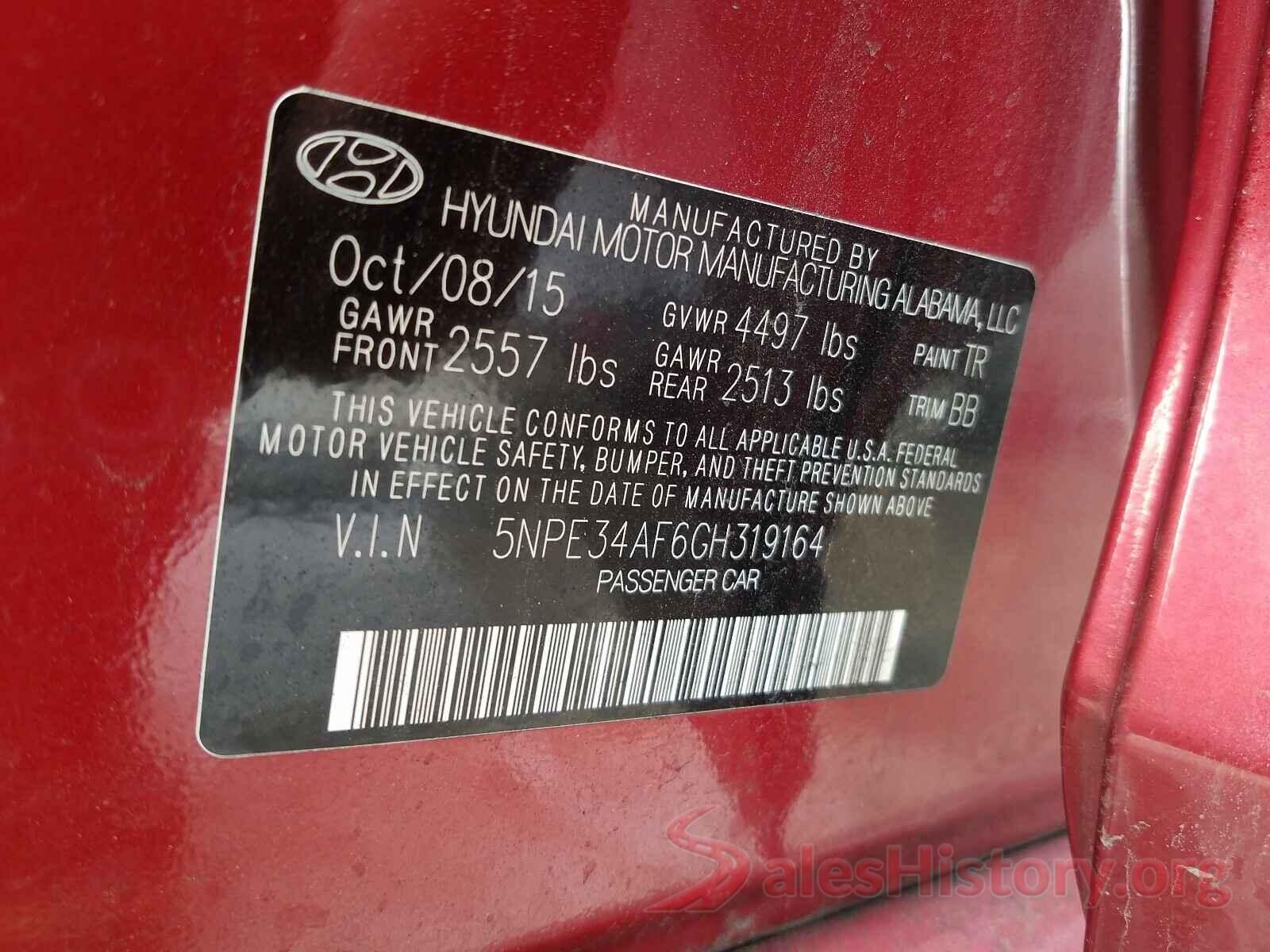 5NPE34AF6GH319164 2016 HYUNDAI SONATA