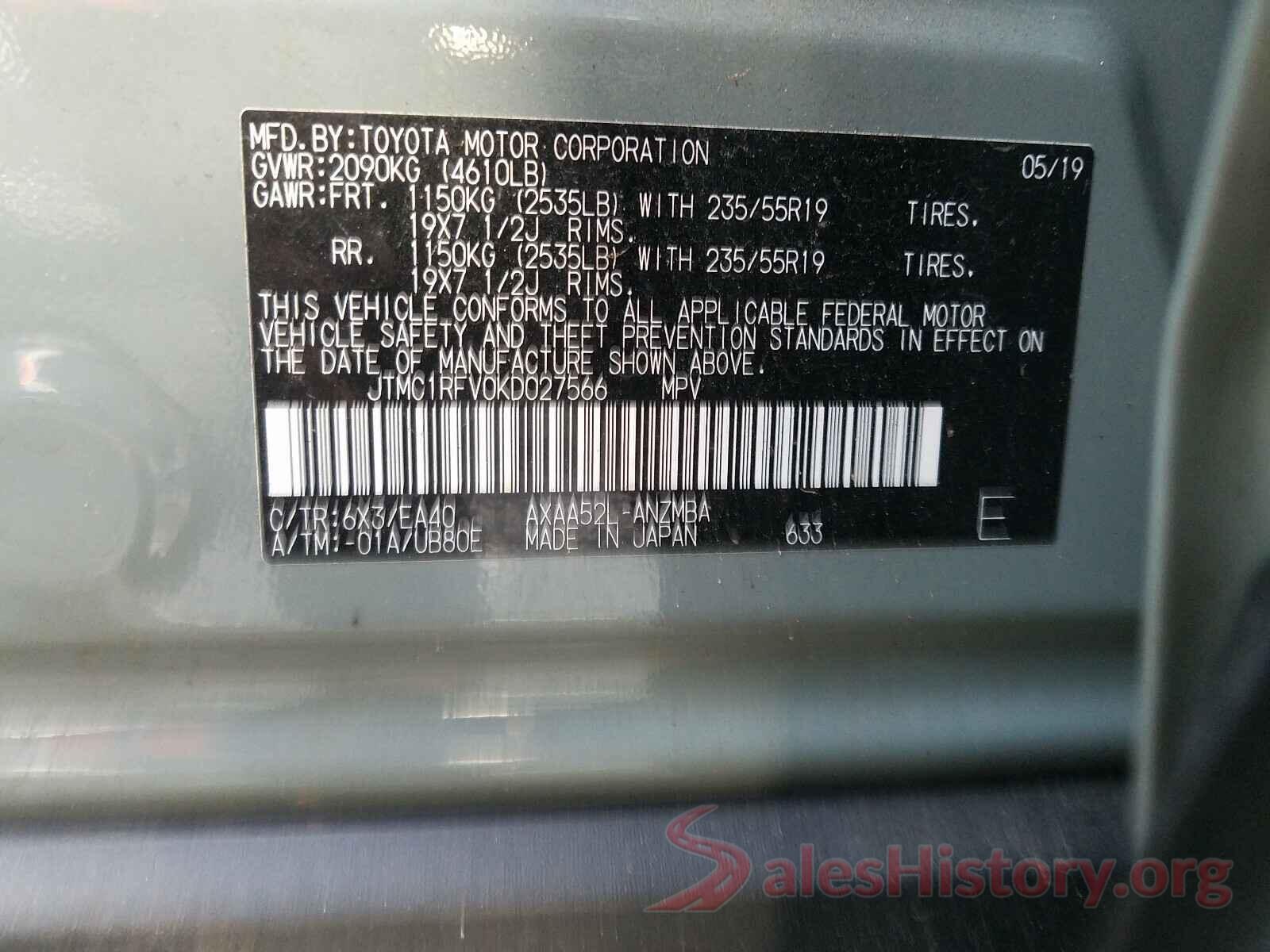 JTMC1RFV0KD027566 2019 TOYOTA RAV4