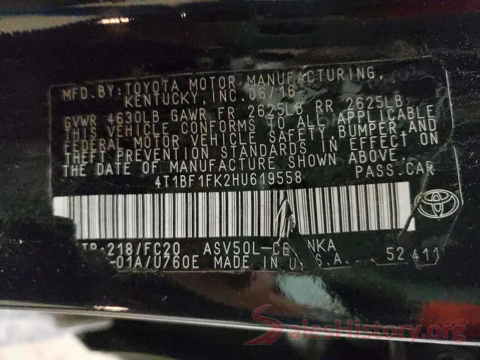 4T1BF1FK2HU619558 2017 TOYOTA CAMRY