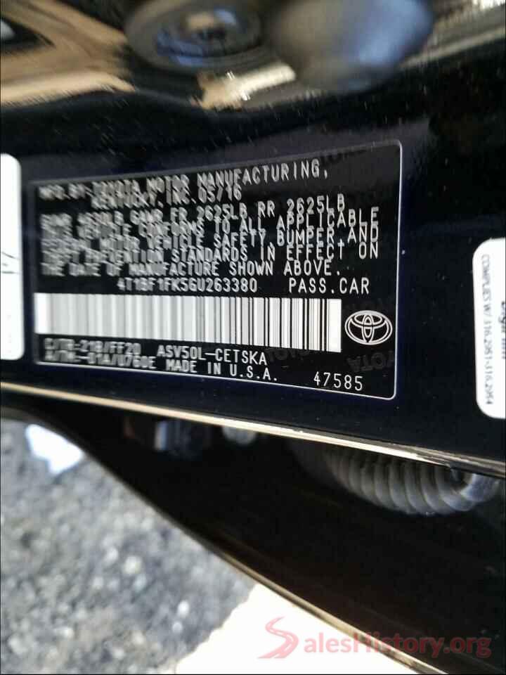 4T1BF1FK5GU263380 2016 TOYOTA CAMRY