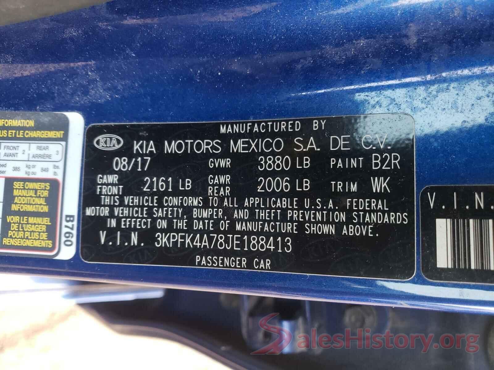 3KPFK4A78JE188413 2018 KIA FORTE