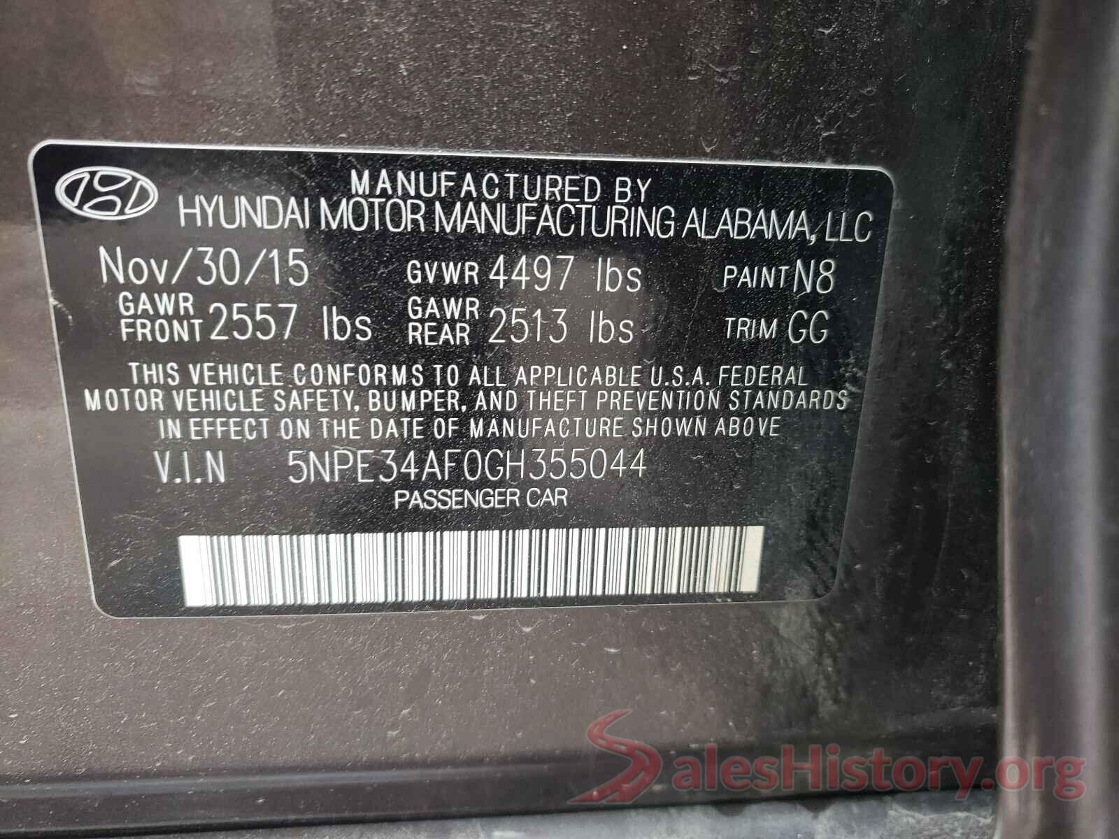 5NPE34AF0GH355044 2016 HYUNDAI SONATA