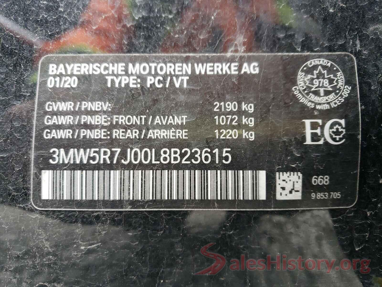 3MW5R7J00L8B23615 2020 BMW 3 SERIES