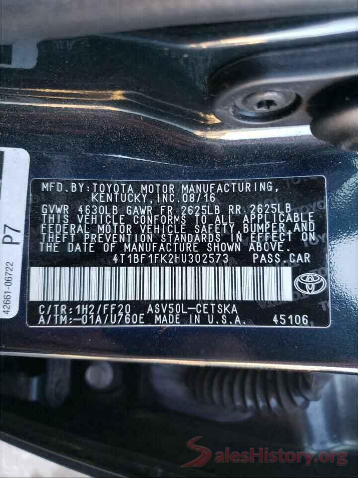 4T1BF1FK2HU302573 2017 TOYOTA CAMRY