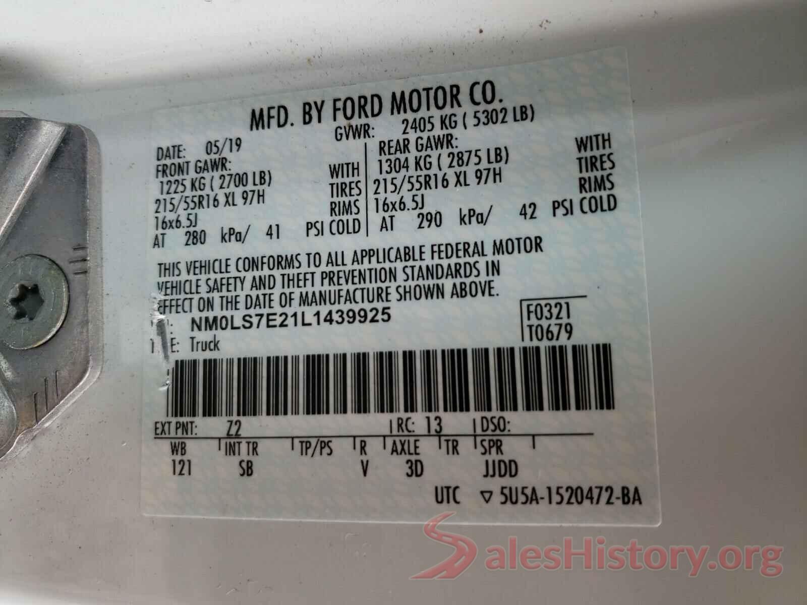 NM0LS7E21L1439925 2020 FORD TRANSIT CO