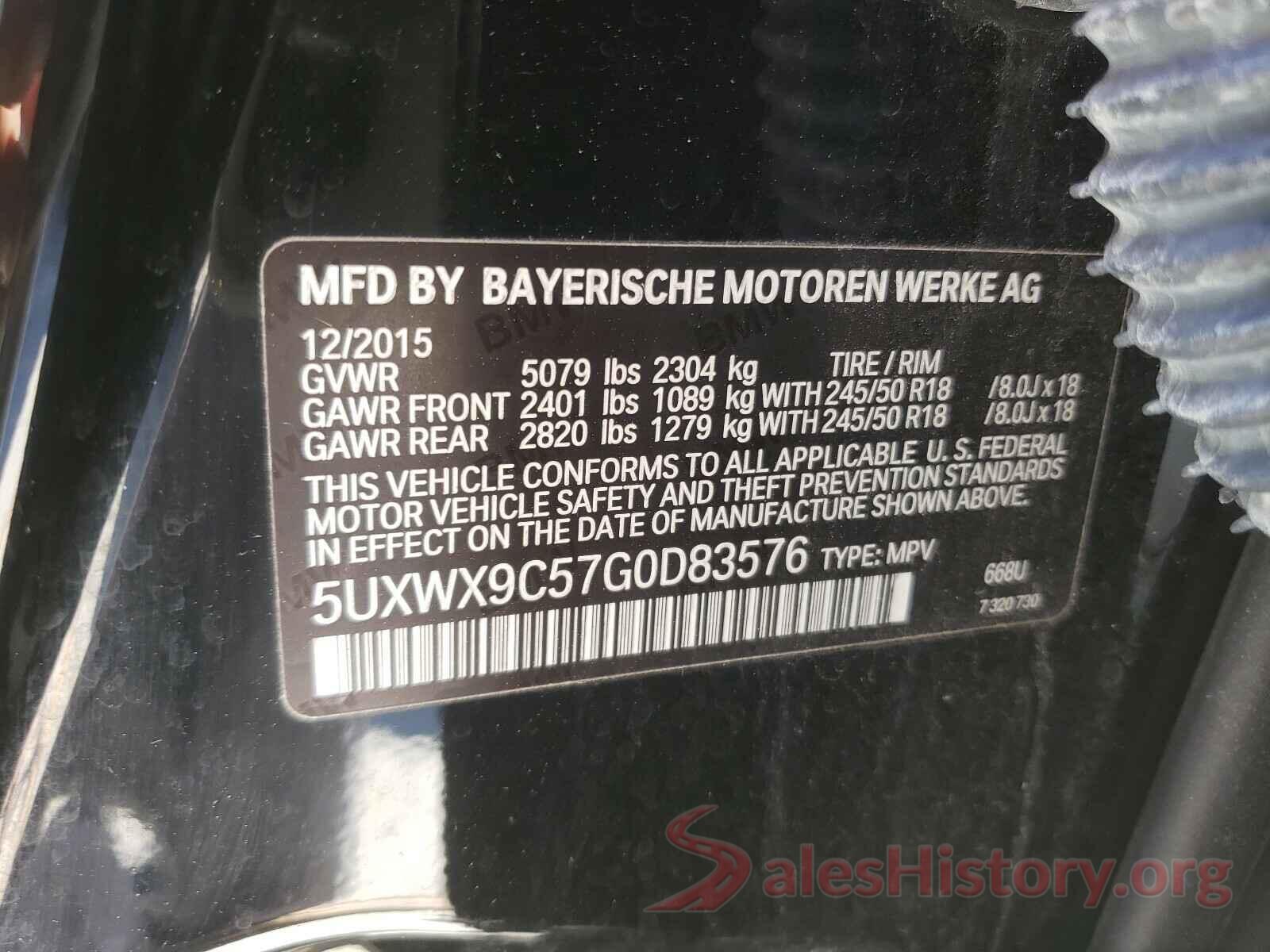 5UXWX9C57G0D83576 2016 BMW X3