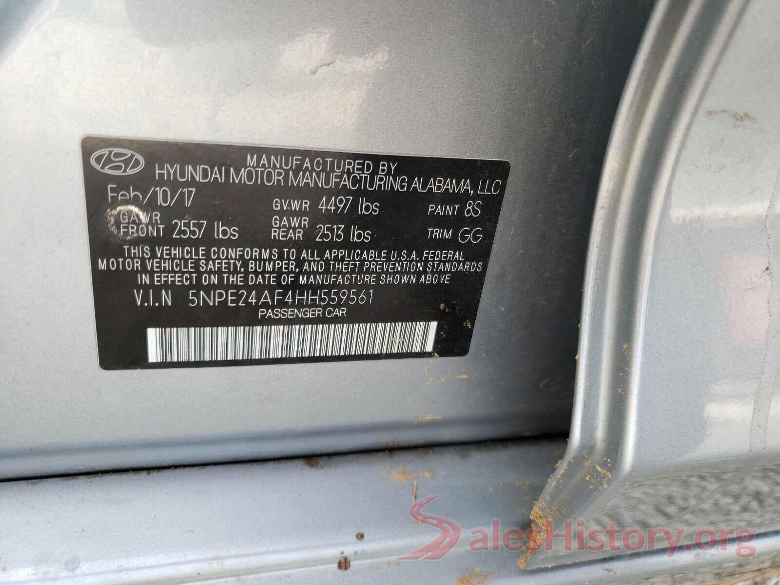 5NPE24AF4HH559561 2017 HYUNDAI SONATA