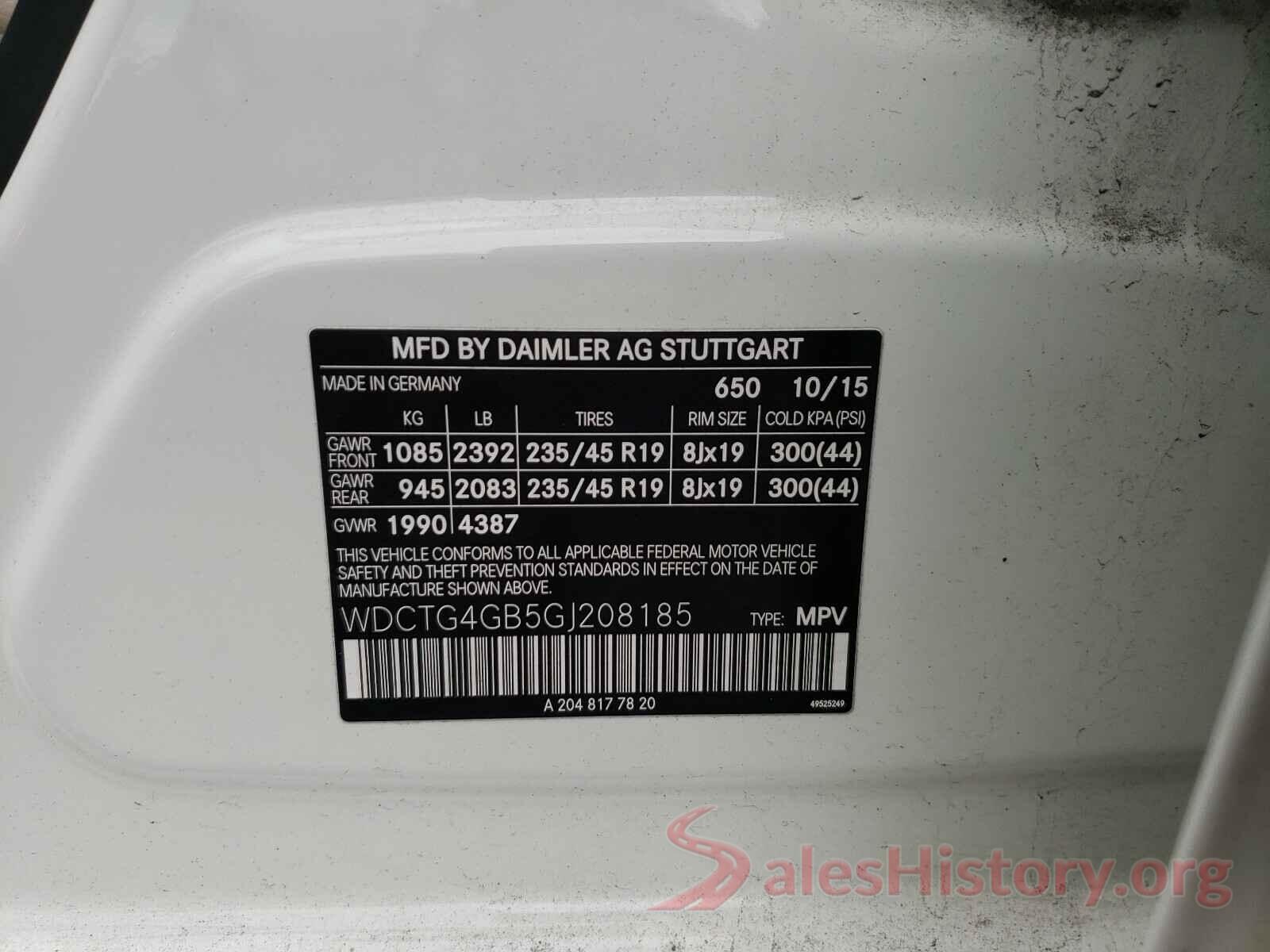 WDCTG4GB5GJ208185 2016 MERCEDES-BENZ G CLASS