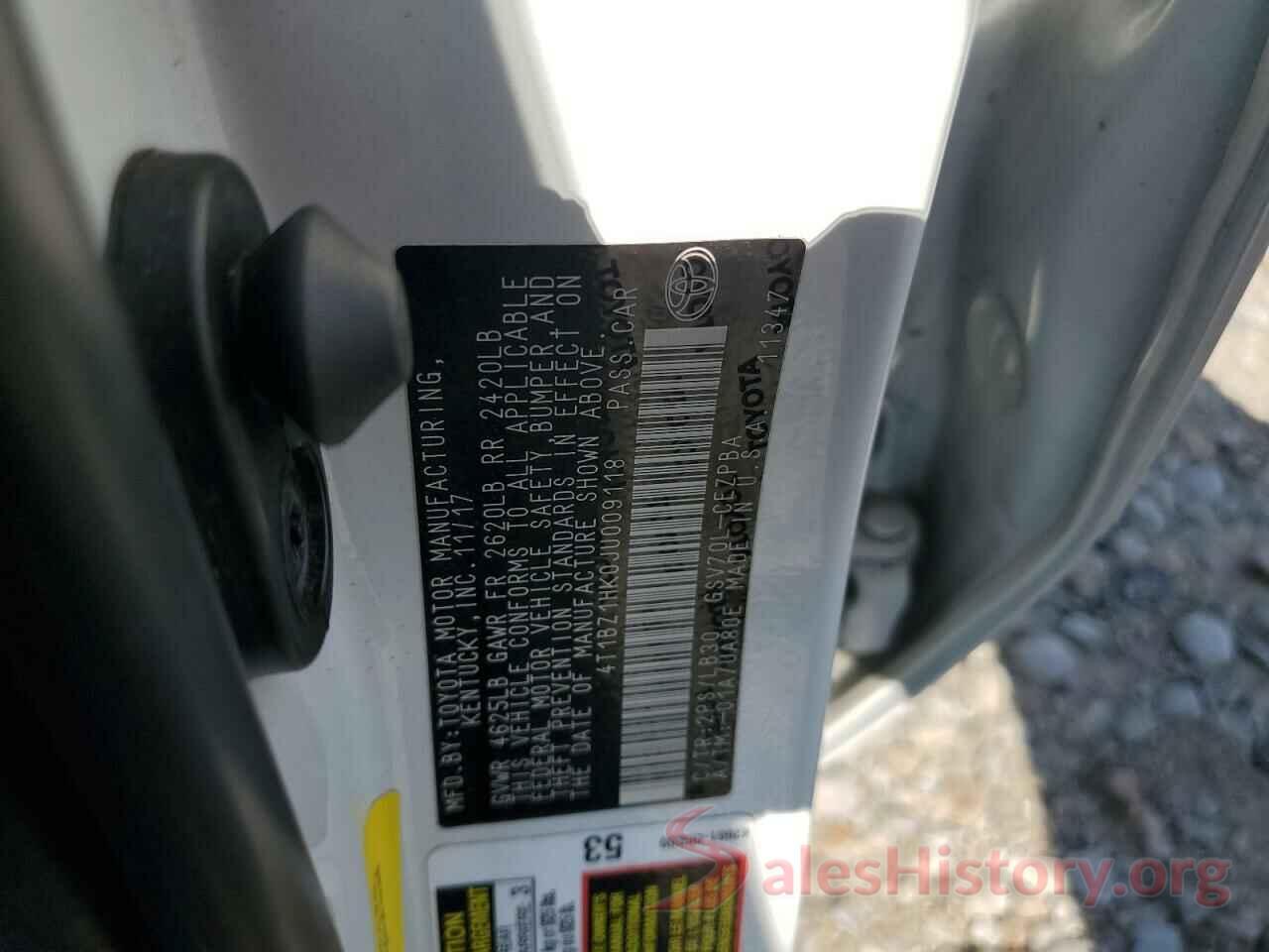 4T1BZ1HK0JU009118 2018 TOYOTA CAMRY