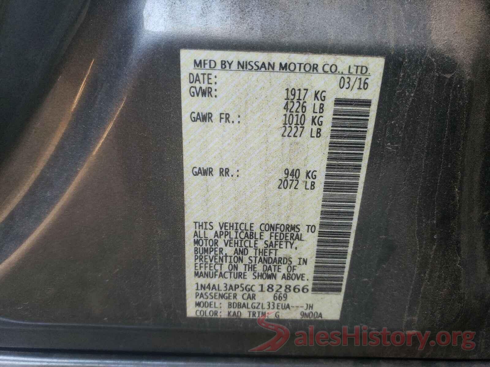 1N4AL3AP5GC182866 2016 NISSAN ALTIMA