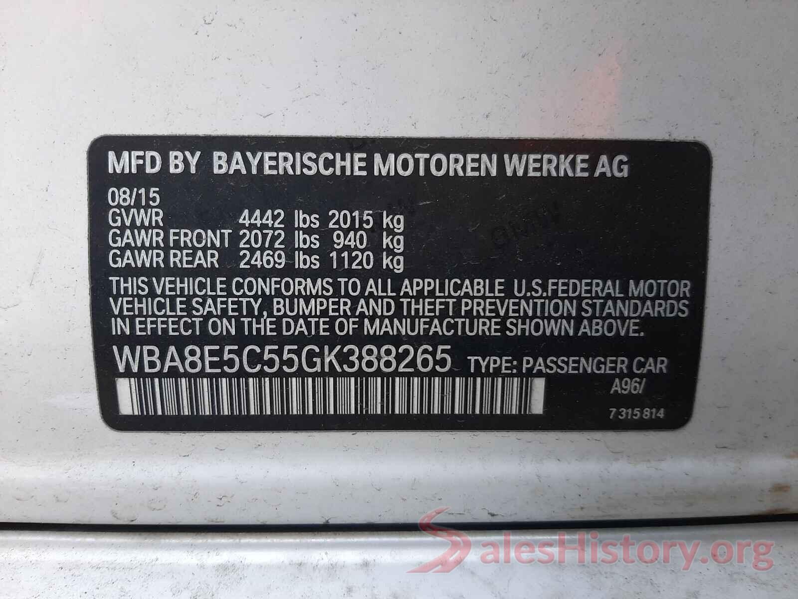 WBA8E5C55GK388265 2016 BMW 3 SERIES