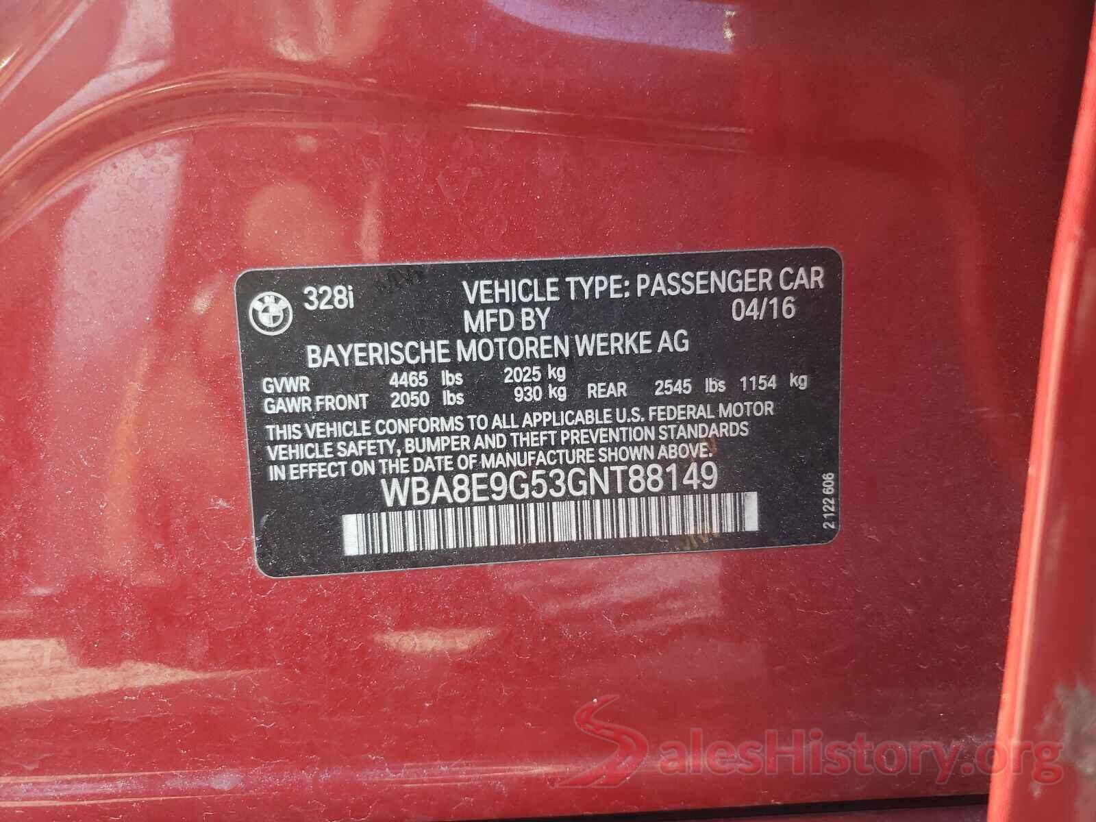 WBA8E9G53GNT88149 2016 BMW 3 SERIES