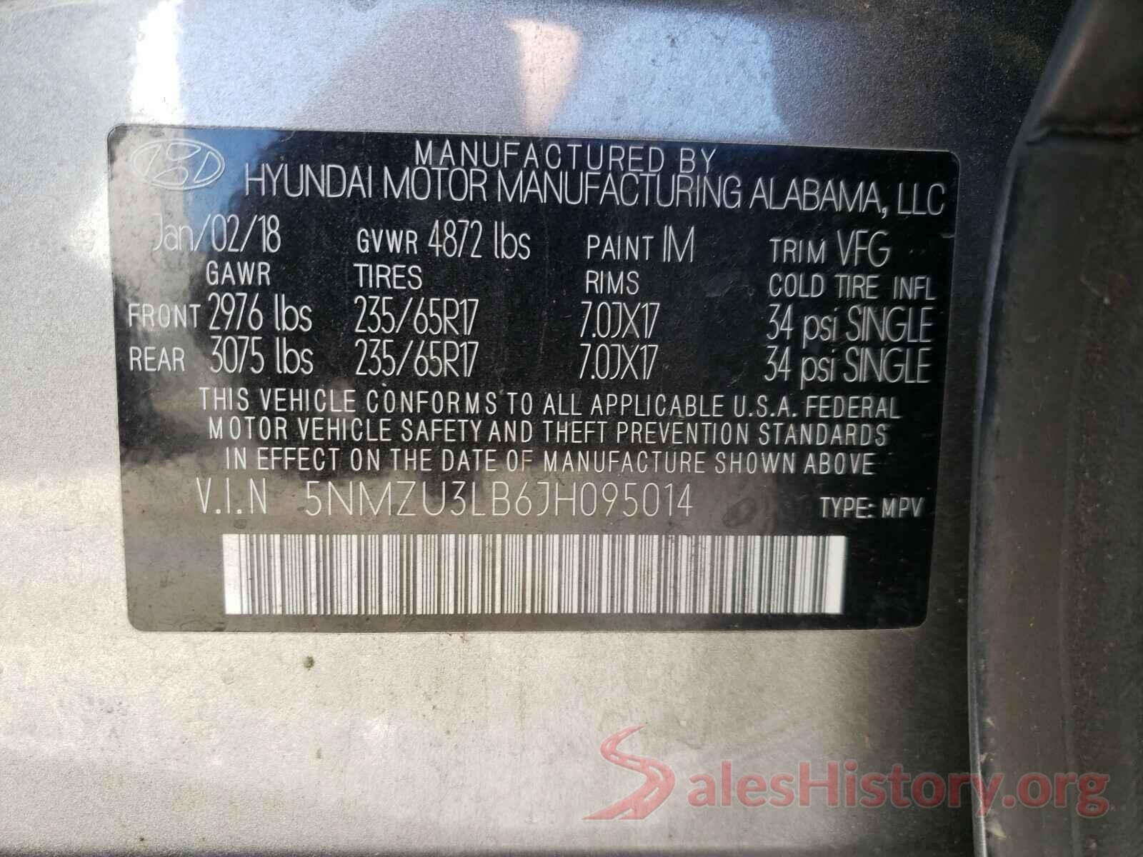 5NMZU3LB6JH095014 2018 HYUNDAI SANTA FE