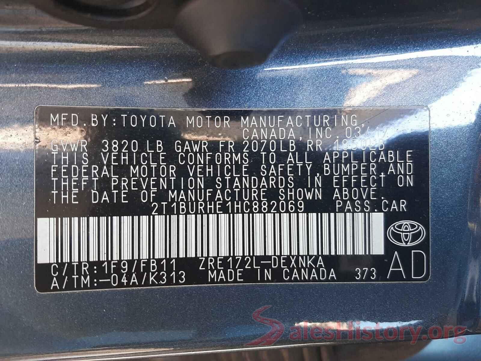 2T1BURHE1HC882069 2017 TOYOTA COROLLA