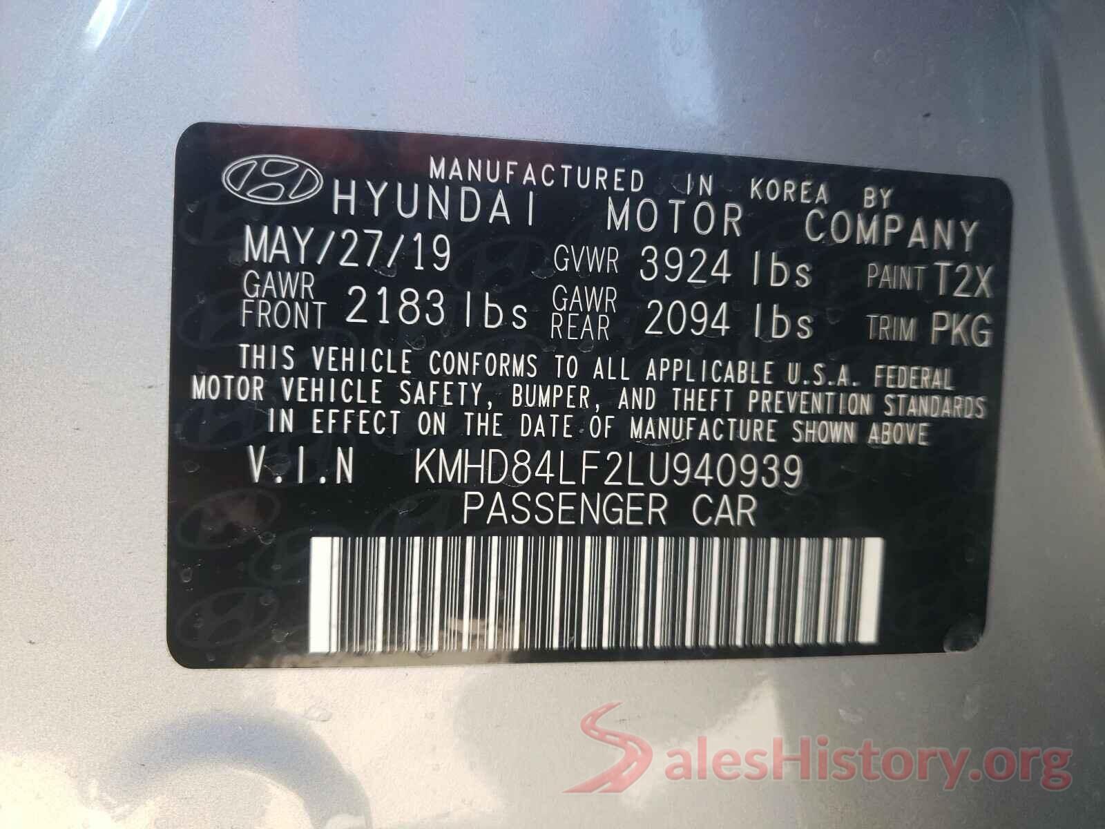 KMHD84LF2LU940939 2020 HYUNDAI ELANTRA