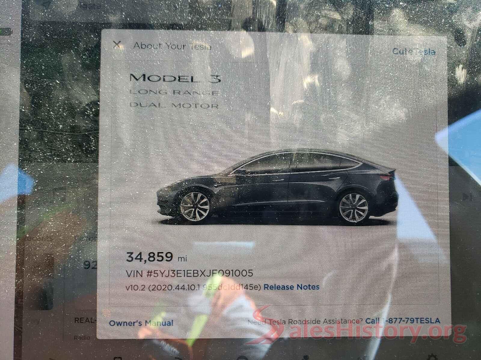 5YJ3E1EBXJF091005 2018 TESLA MODEL 3