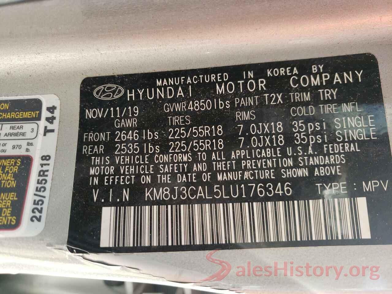 KM8J3CAL5LU176346 2020 HYUNDAI TUCSON