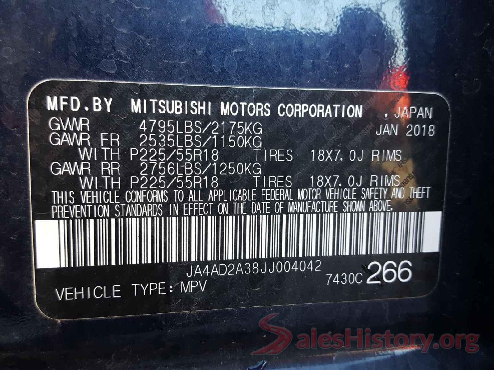 JA4AD2A38JJ004042 2018 MITSUBISHI OUTLANDER