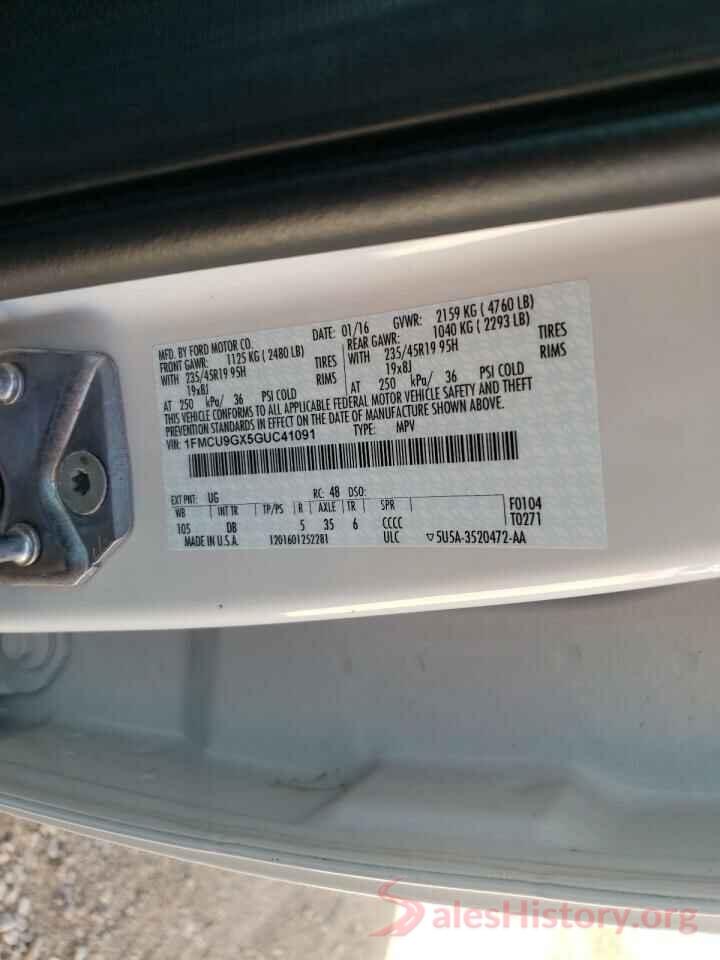 1FMCU9GX5GUC41091 2016 FORD ESCAPE