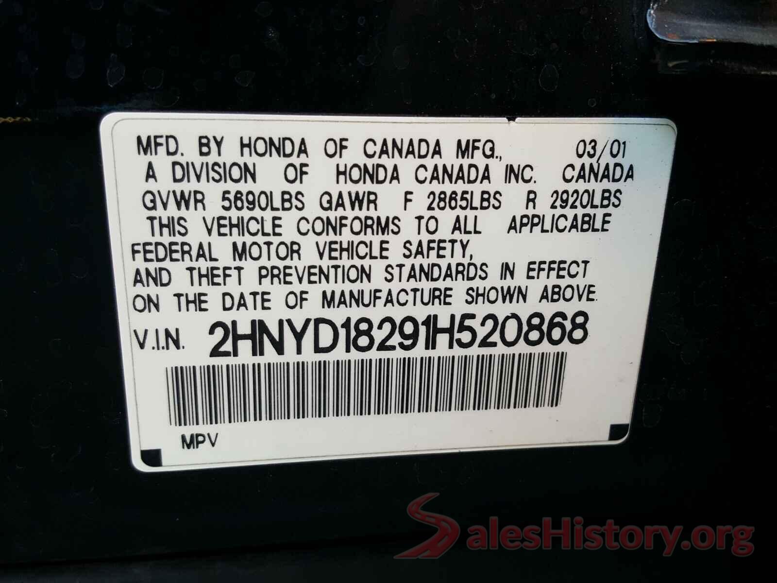 2HNYD18291H520868 2001 ACURA MDX