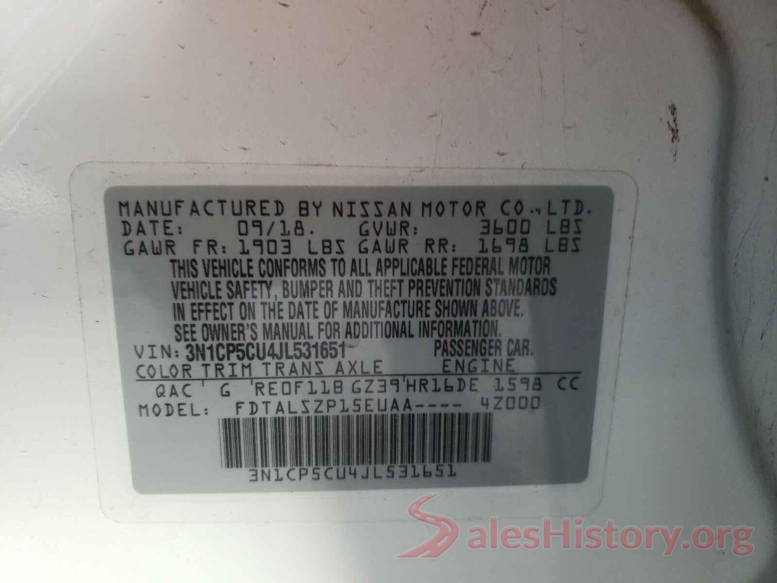 3N1CP5CU4JL531651 2018 NISSAN KICKS