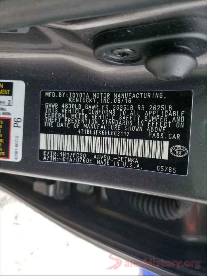 4T1BF1FK6HU663112 2017 TOYOTA CAMRY