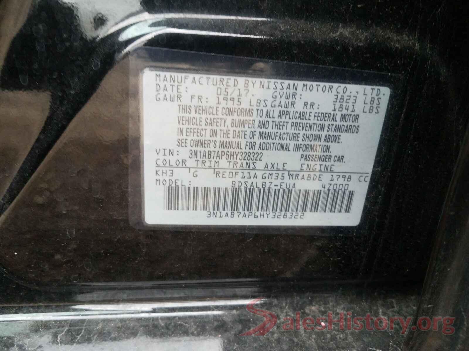 3N1AB7AP6HY328322 2017 NISSAN SENTRA