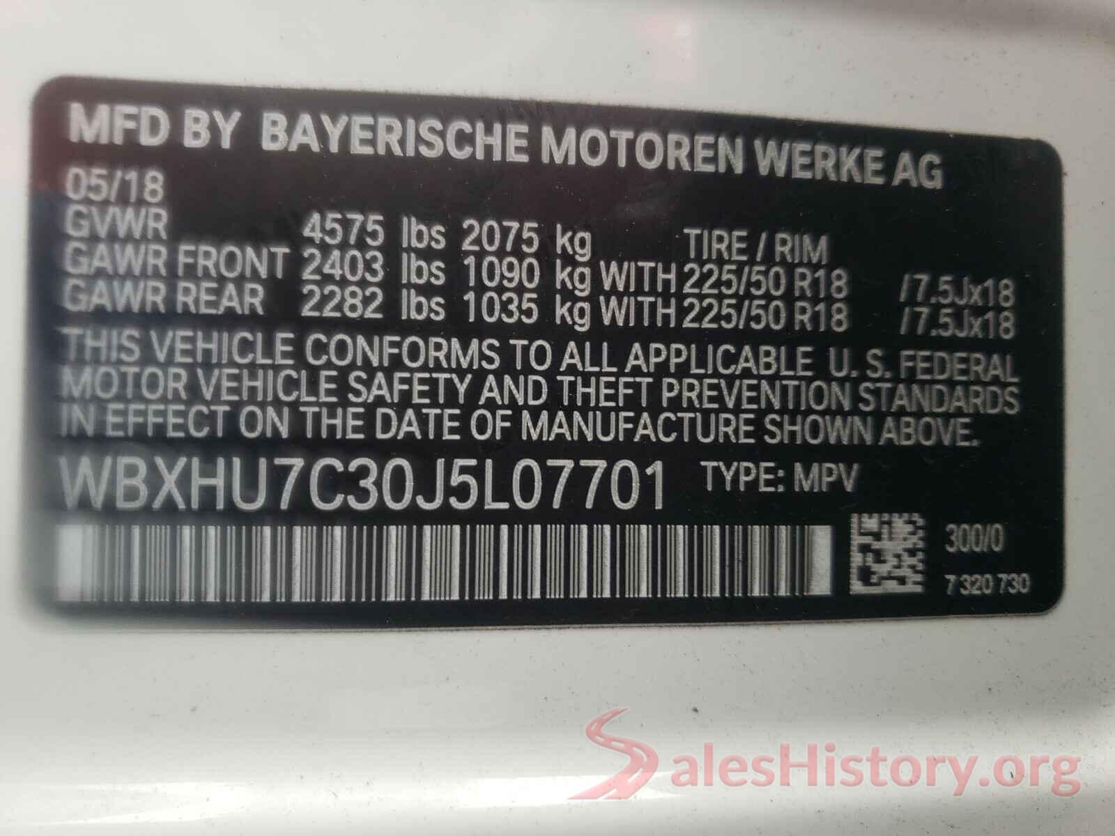 WBXHU7C30J5L07701 2018 BMW X1