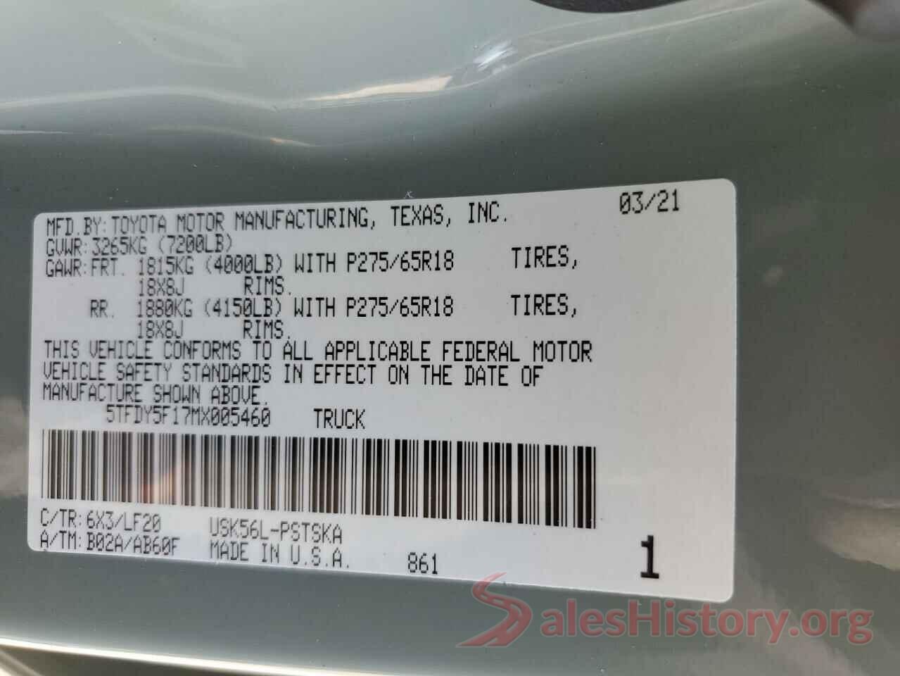 5TFDY5F17MX005460 2021 TOYOTA TUNDRA