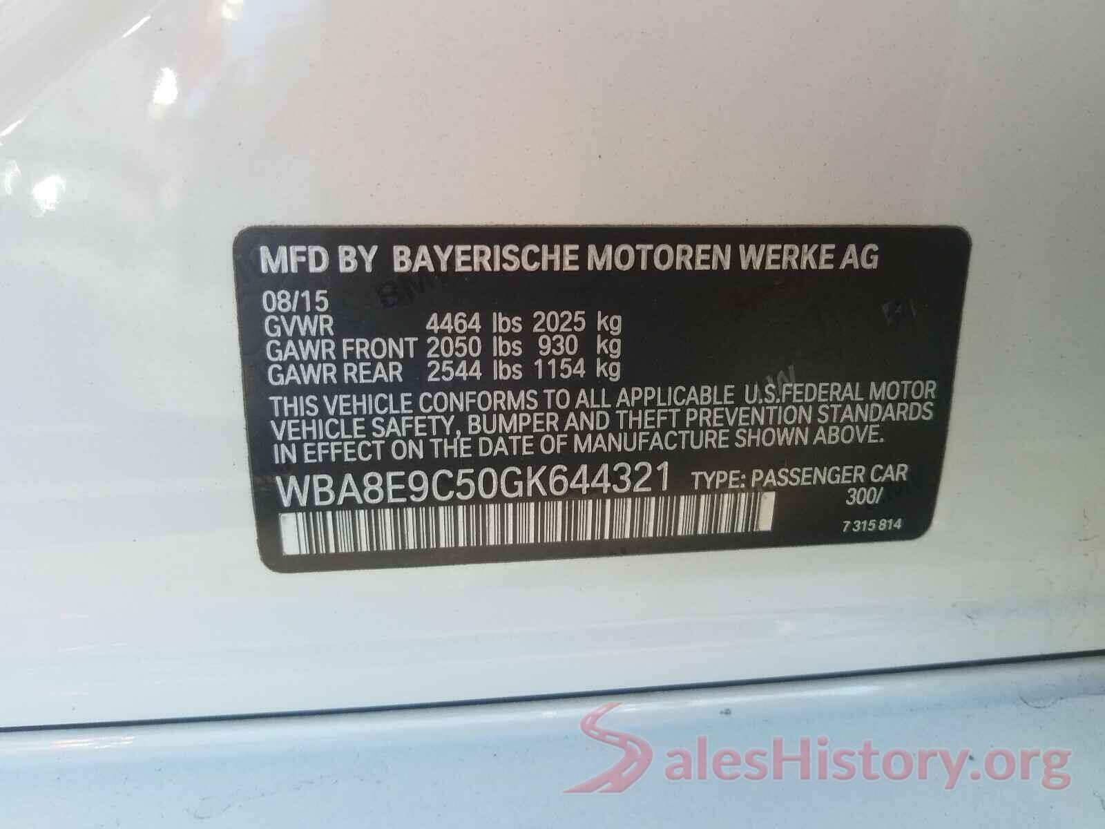 WBA8E9C50GK644321 2016 BMW 3 SERIES