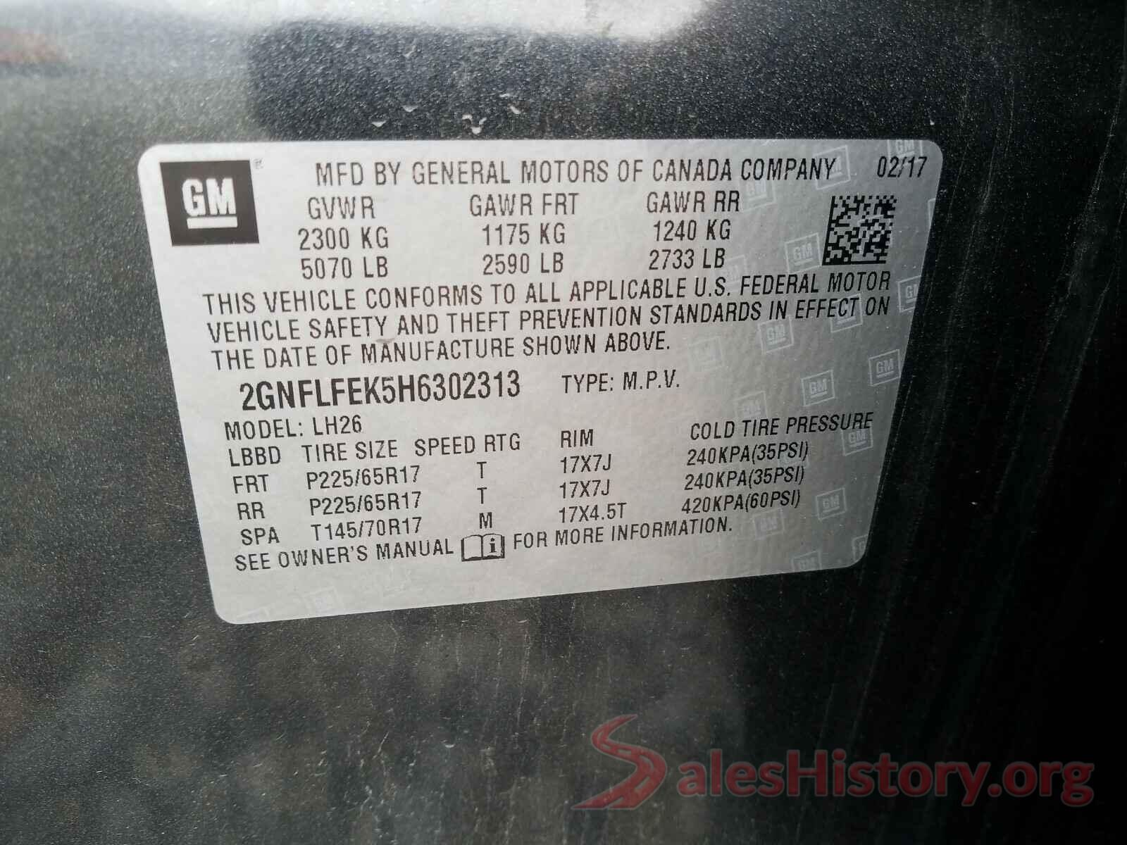 2GNFLFEK5H6302313 2017 CHEVROLET EQUINOX