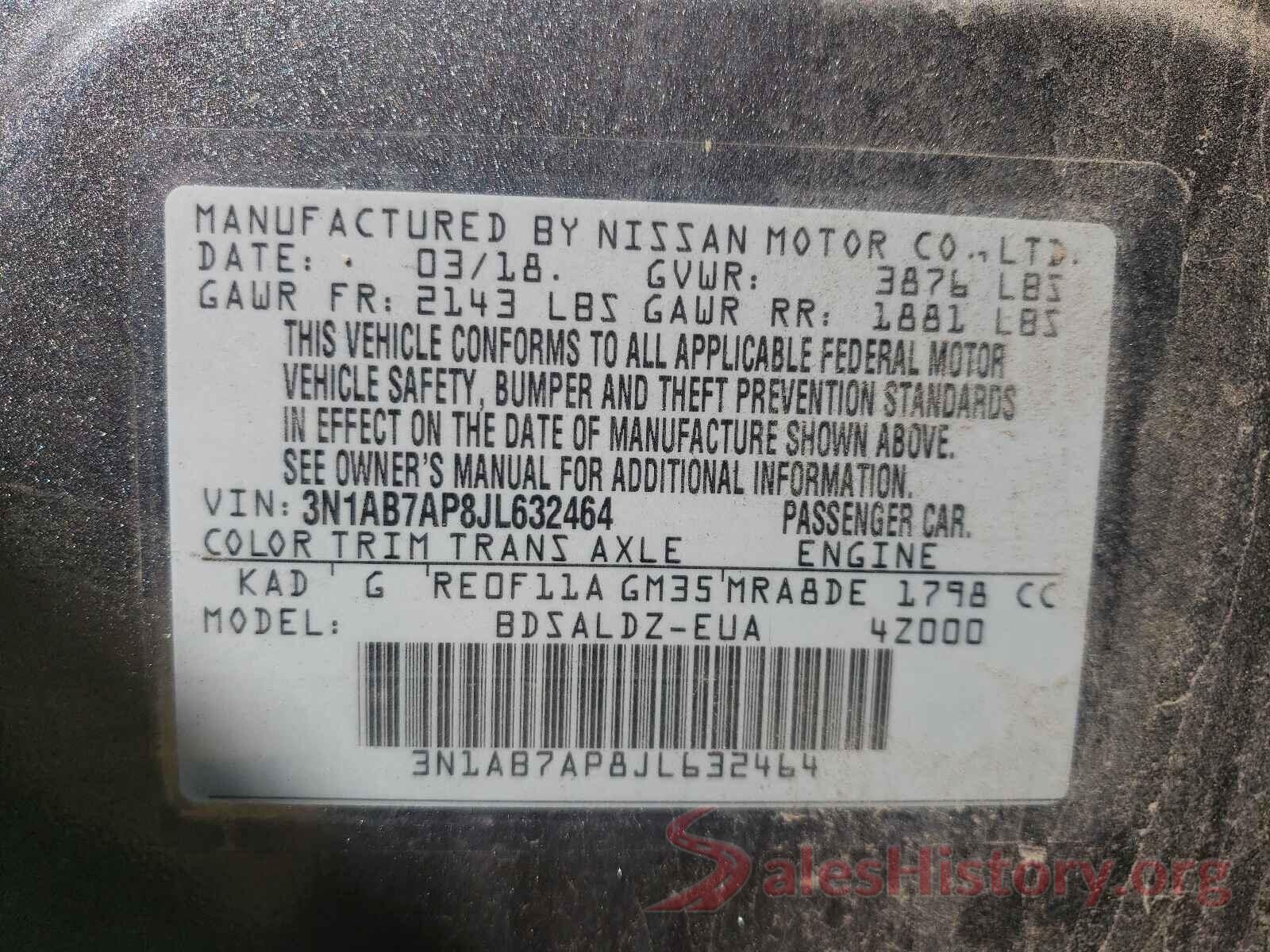 3N1AB7AP8JL632464 2018 NISSAN SENTRA