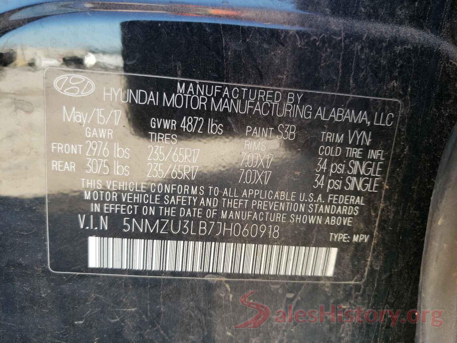 5NMZU3LB7JH060918 2018 HYUNDAI SANTA FE