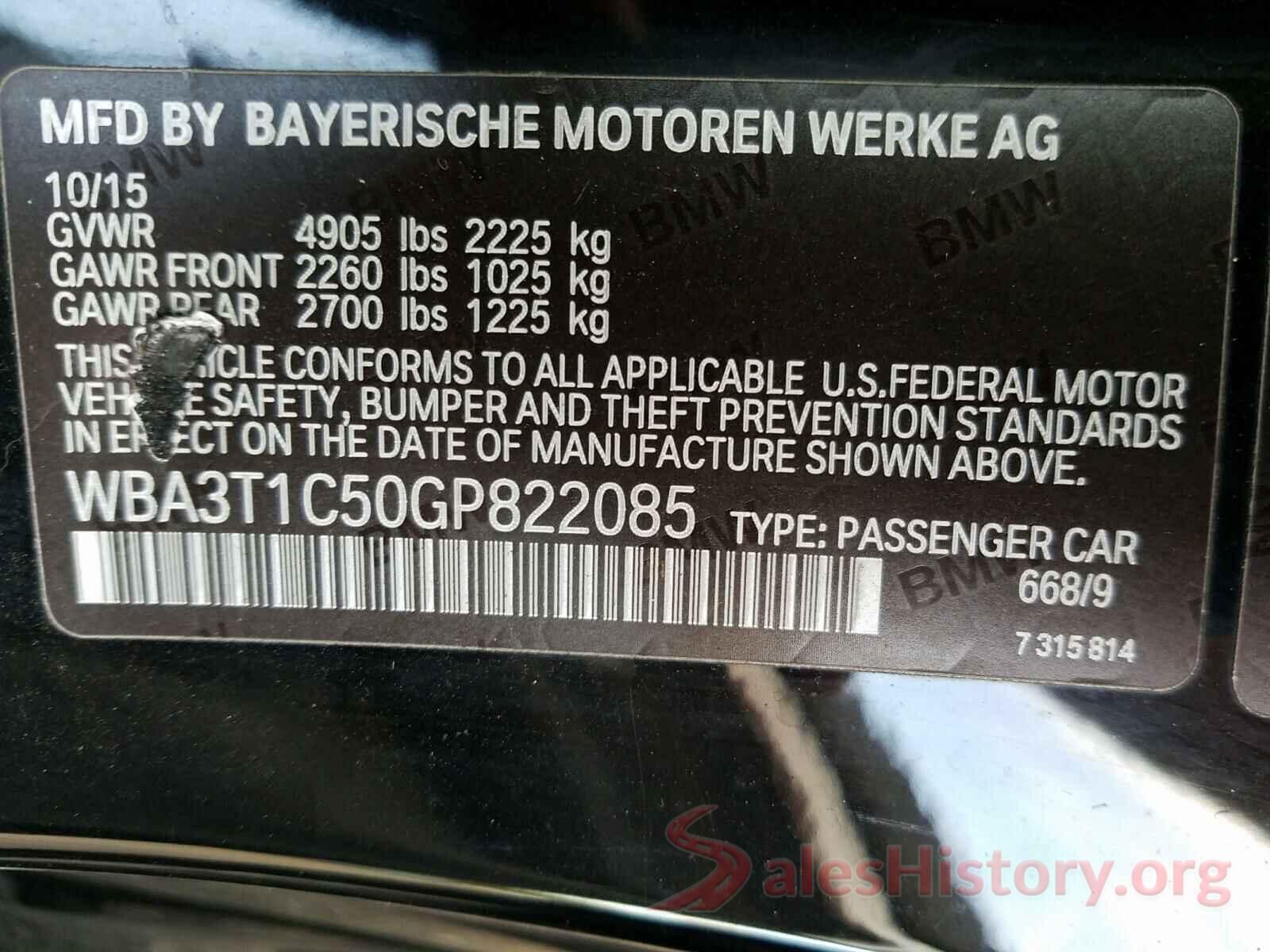 WBA3T1C50GP822085 2016 BMW 4 SERIES