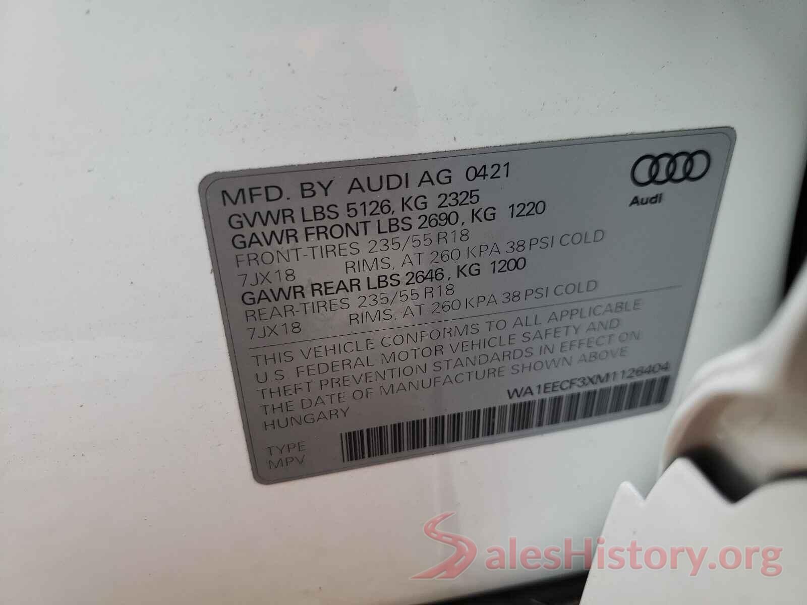 WA1EECF3XM1126404 2021 AUDI Q3