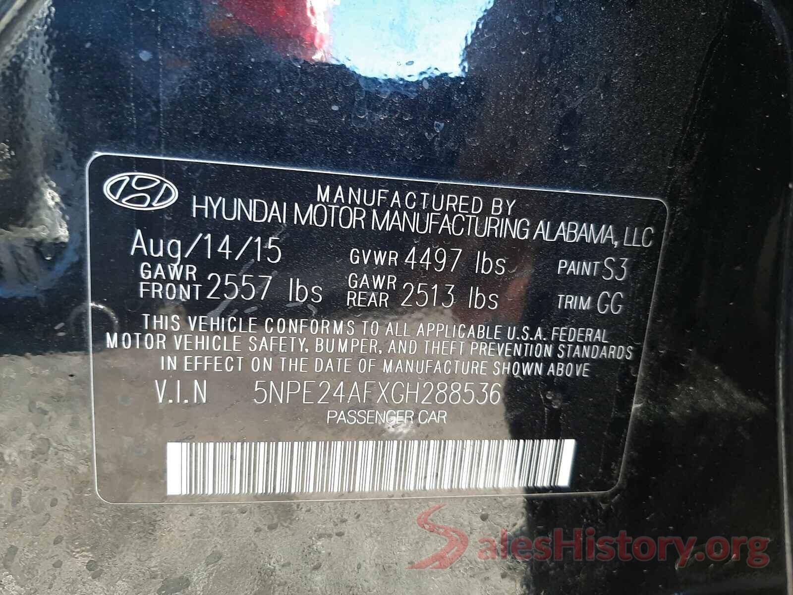 5NPE24AFXGH288536 2016 HYUNDAI SONATA