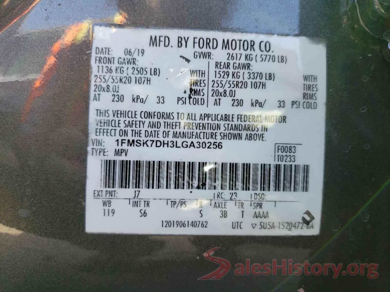 1FMSK7DH3LGA30256 2020 FORD EXPLORER