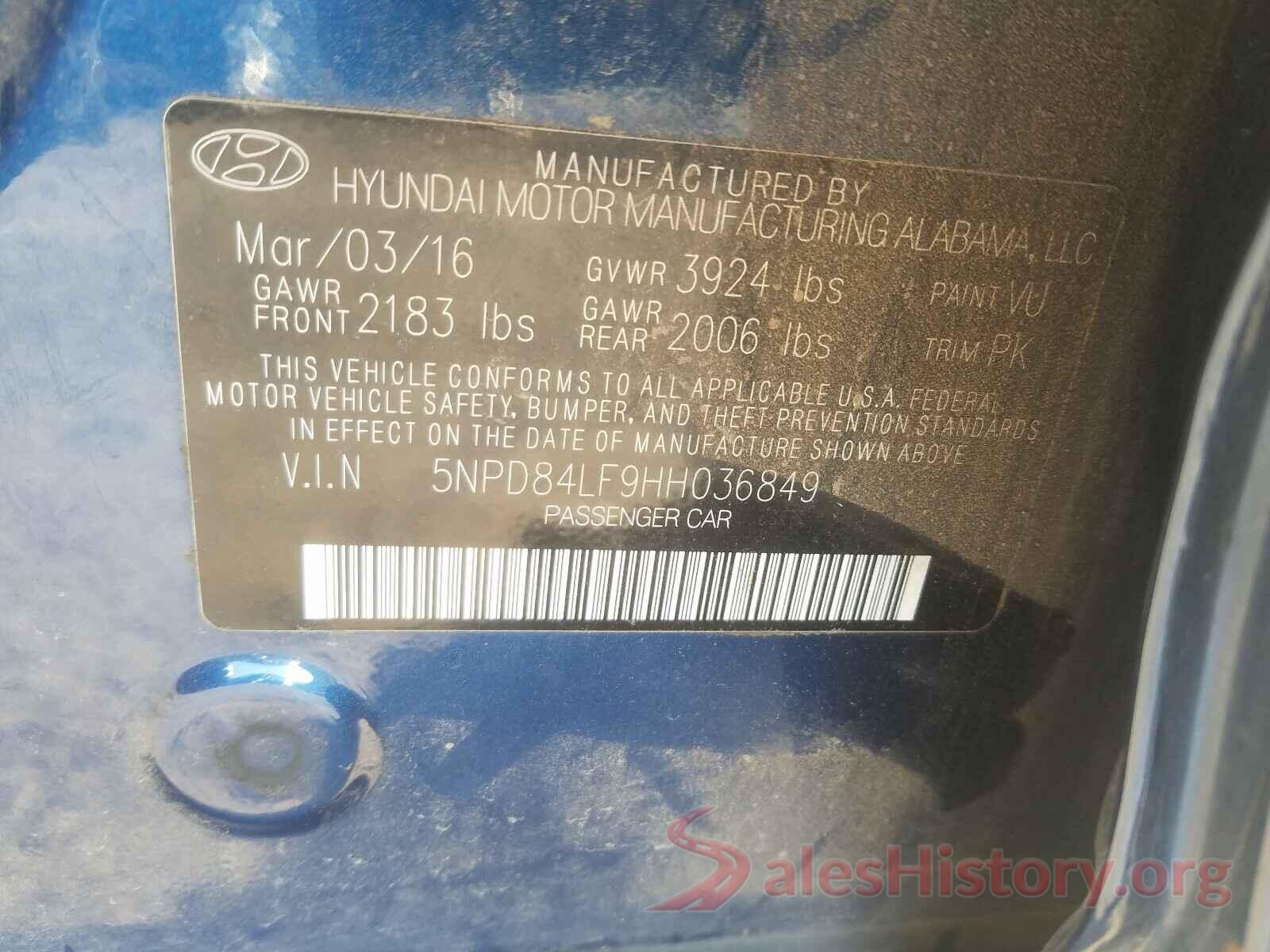 5NPD84LF9HH036849 2017 HYUNDAI ELANTRA