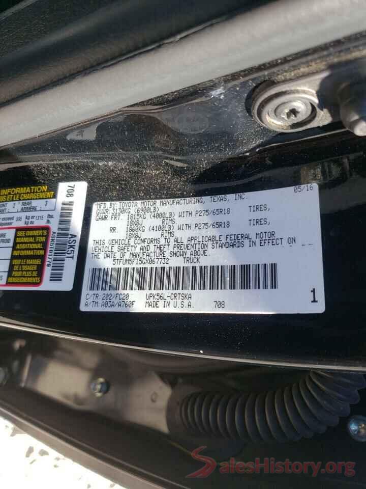 5TFUM5F15GX067732 2016 TOYOTA TUNDRA