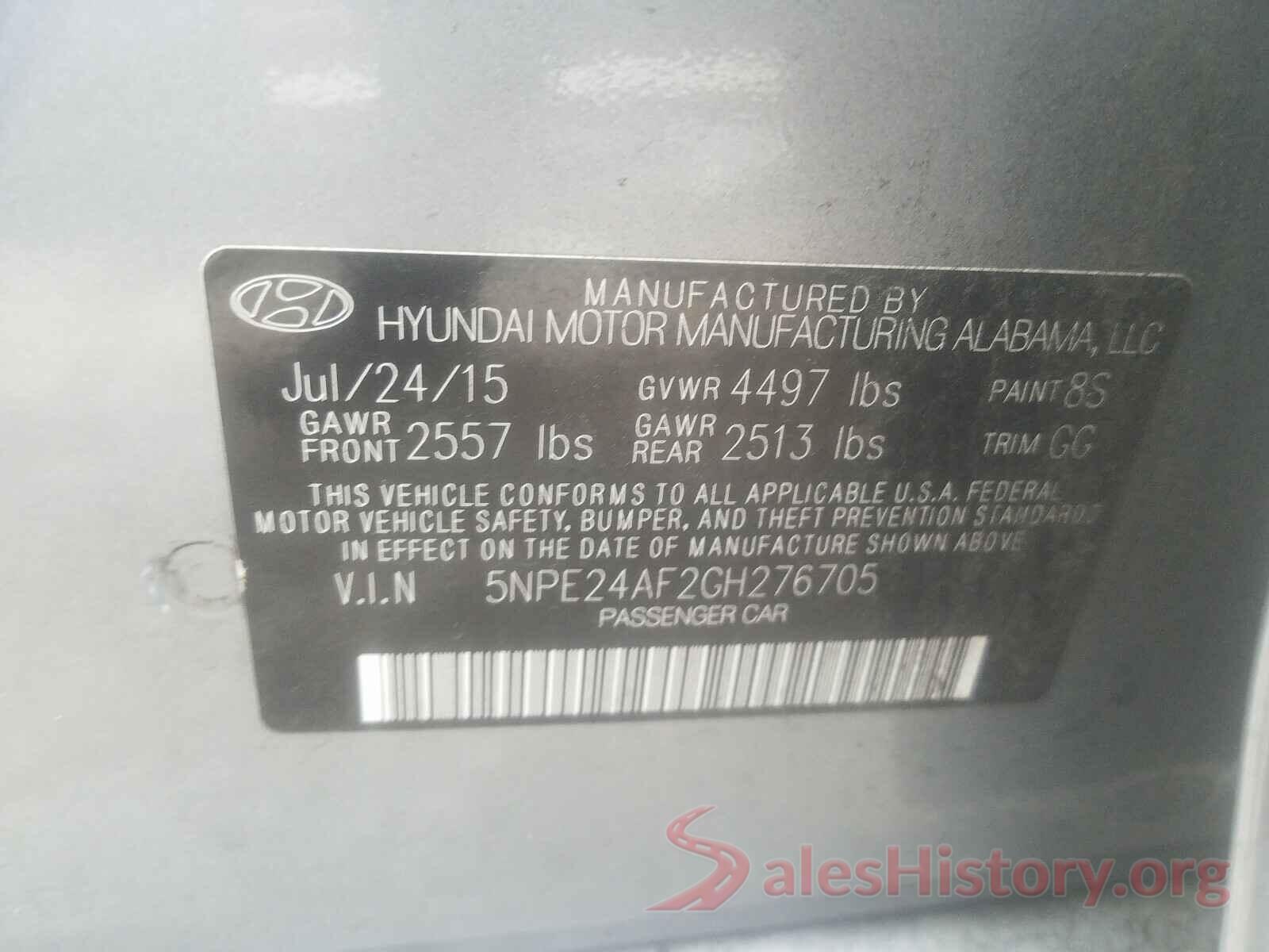 5NPE24AF2GH276705 2016 HYUNDAI SONATA