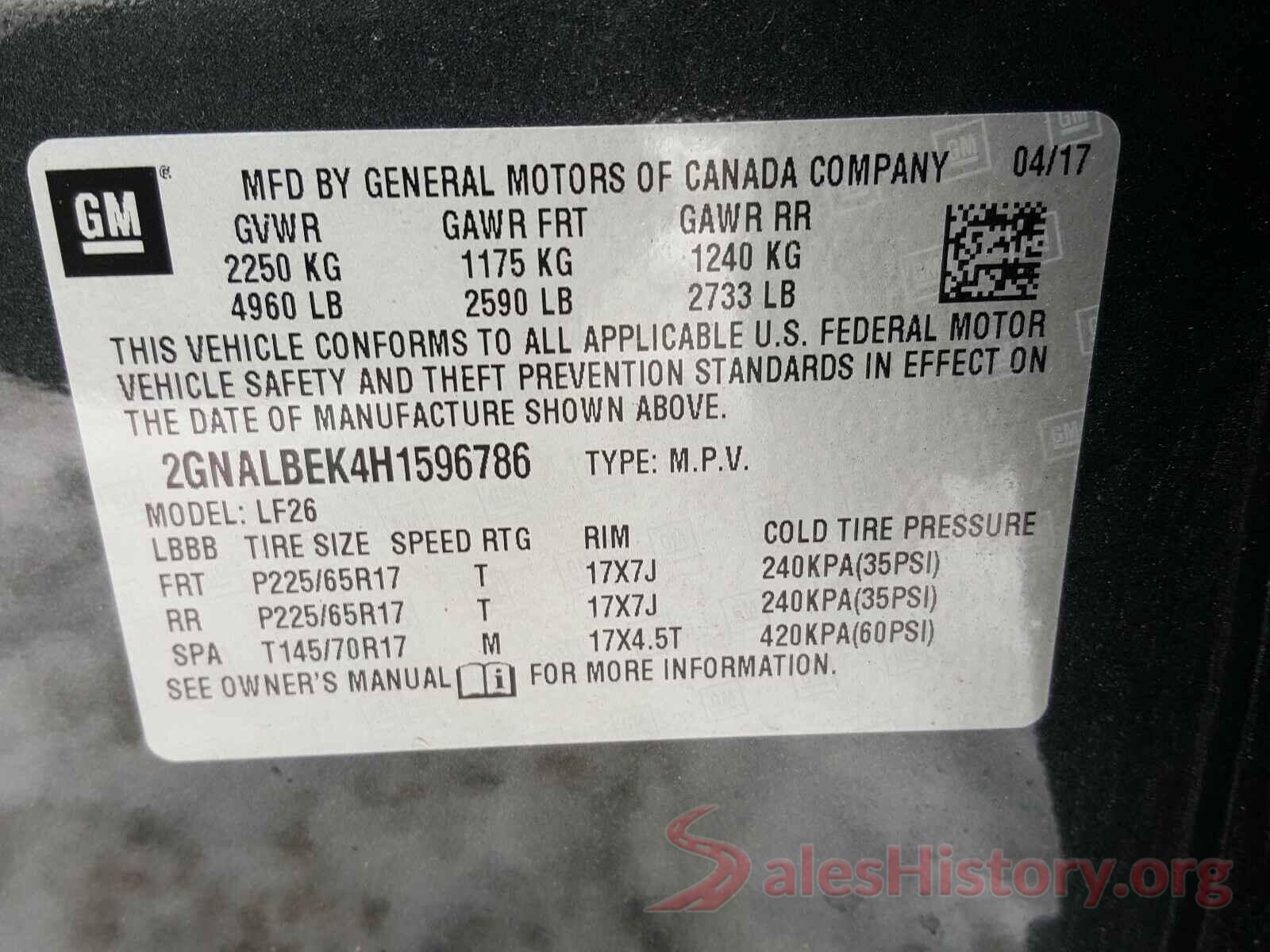 2GNALBEK4H1596786 2017 CHEVROLET EQUINOX