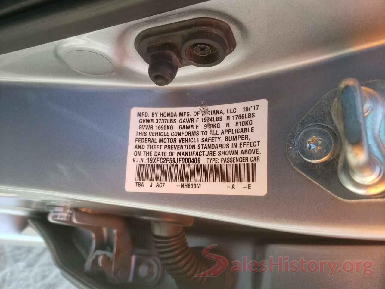 19XFC2F59JE000409 2018 HONDA CIVIC