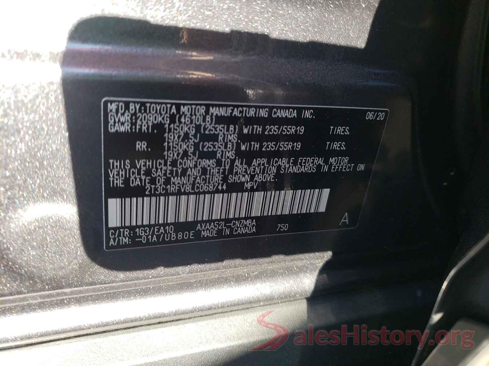 2T3C1RFV8LC068744 2020 TOYOTA RAV4