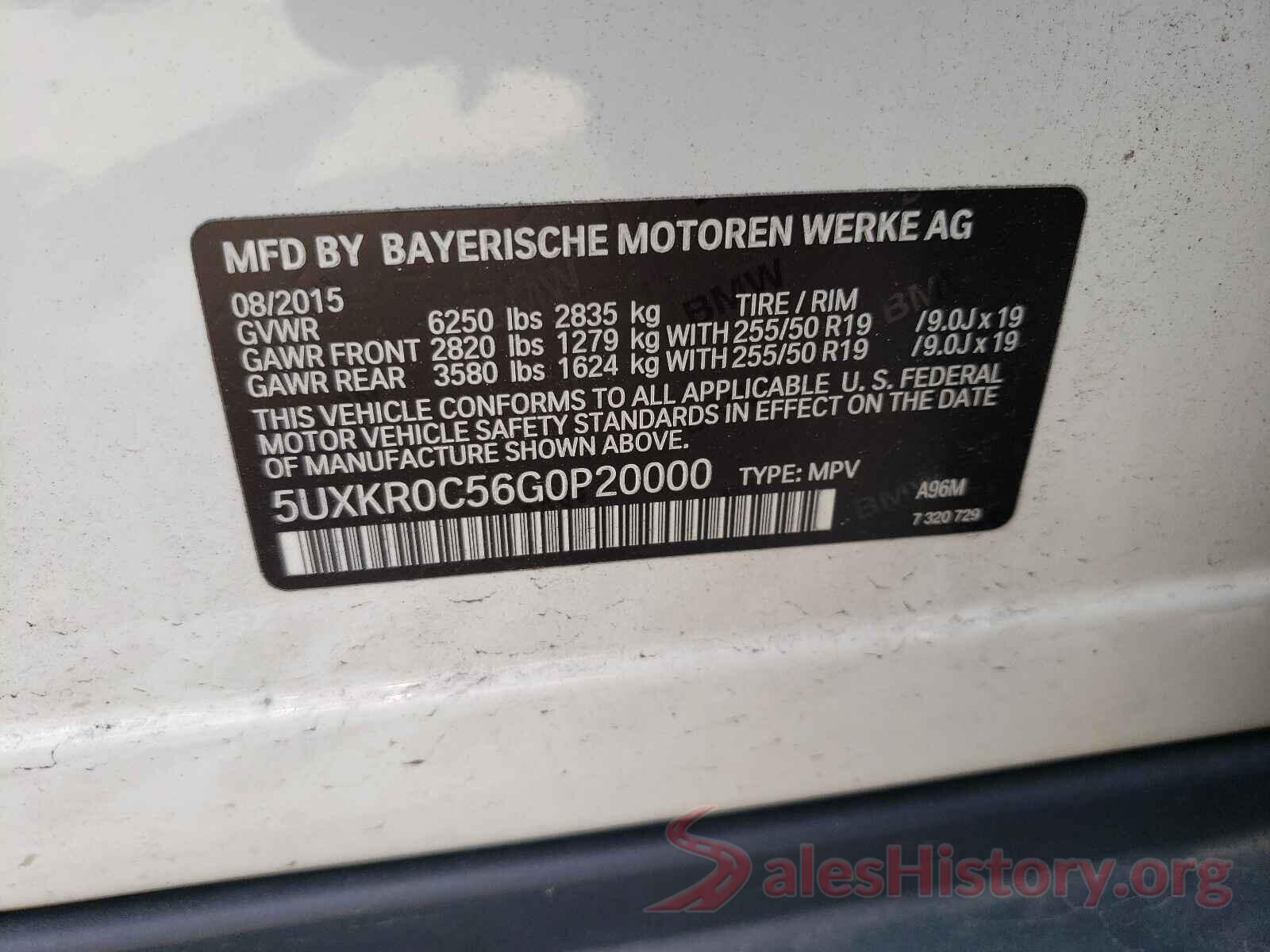 5UXKR0C56G0P20000 2016 BMW X5