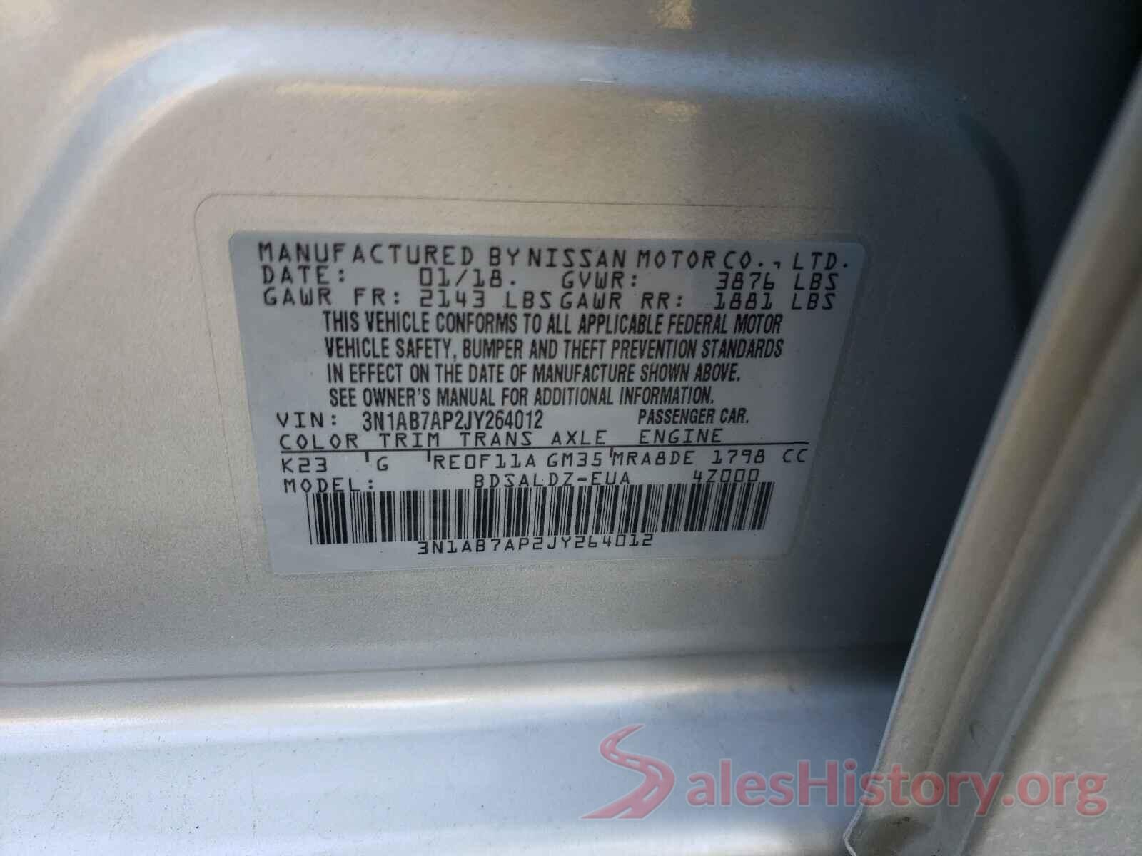 3N1AB7AP2JY264012 2018 NISSAN SENTRA