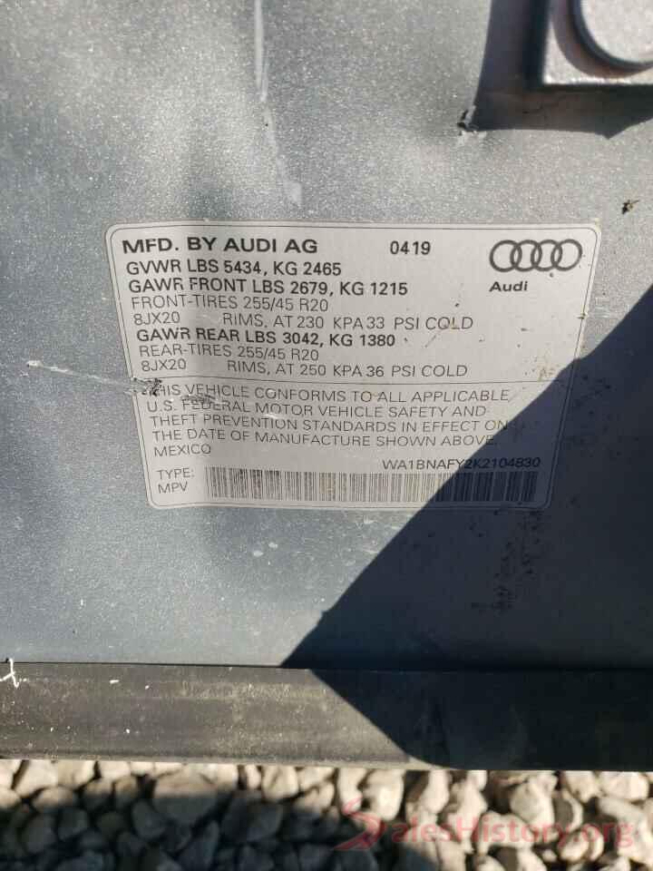 WA1BNAFY2K2104830 2019 AUDI Q5